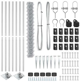 vidaXL Φράχτης από αλυσίδα με στήλες Ασημί 1.6 x 10 m Ατσάλι