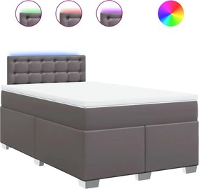 vidaXL Κρεβάτι Boxspring με Στρώμα Γκρι 120x200εκ. από Συνθετικό Δέρμα