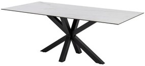 Τραπέζι Oakland 505, Μαύρο, Άσπρο, 76x100x200cm, 78 kg, Επεξεργασμένο γυαλί, Κεραμικός, Μέταλλο | Epipla1.gr