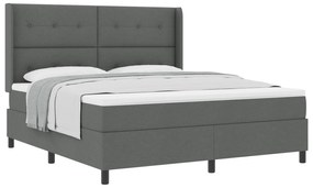 vidaXL Κρεβάτι Box Spring με Στρώμα  Σκούρο Γκρι 180x200 εκ ύφασμα