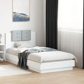 Πλαίσιο Κρεβατιού με Κεφαλάρι Λευκό 90x190 εκ. Επεξεργ. Ξύλο - Λευκό