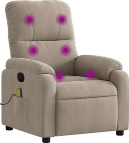 vidaXL Πολυθρόνα Μασάζ Ανακλινόμενη Γκρι / Μπεζ Ύφασμα Μικροϊνών