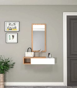 Stewehome Μοντέρνα Δίχρωμη MDF Κονσόλα Εισόδου με Καθρέπτη λευκή δρυς 82x29.6x15.8 cm