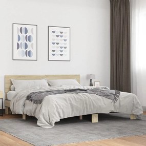 vidaXL Πλαίσιο Κρεβατιού Sonoma Δρυς 200x200 εκ. Επεξ. Ξύλο &amp; Μέταλλο