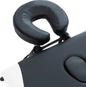 vidaXL Κρεβάτι Μασάζ Πτυσσόμενο 3 Θέσεων Μαύρο / Λευκό Αλουμινίου