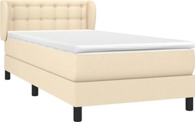vidaXL Κρεβάτι Boxspring με Στρώμα Κρεμ 80 x 200 εκ. Υφασμάτινο