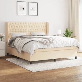 vidaXL Κρεβάτι Boxspring με Στρώμα Κρεμ 180x200 εκ. Υφασμάτινο