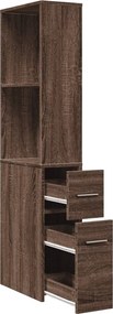 vidaXL Ντουλάπι Μπάνιου Στενό με Ροδάκια Καφέ Δρυς Επεξ. Ξύλο