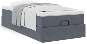 vidaXL Οθωμανικό κρεβάτι με στρώμα σκούρο γκρι 90x200cm Velvet
