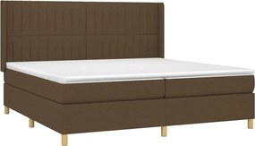 vidaXL Κρεβάτι Boxspring με Στρώμα Σκούρο Καφέ 200x200 εκ. Υφασμάτινο