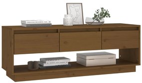 vidaXL Έπιπλο Τηλεόρασης Καφέ Μελί 110,5x34x40εκ από Μασίφ Ξύλο Πεύκου