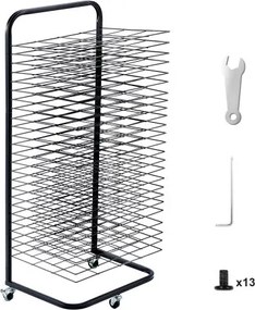 VEVOR Art Drying Rack 25 Removable Shelves Paint Drying Rack With Wheels Black