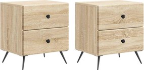 vidaXL Κομοδίνο 2 τεμ. Sonoma Δρυς 43 x 34,5 x 47,5 εκ