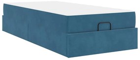 vidaXL Σκελετός Κρεβατιού με στρώμα Μπλε 100 x 200 cm Βελούδο