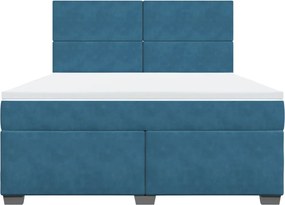 vidaXL Κρεβάτι Boxspring με Στρώμα Μπλε 180x200 εκ. Βελούδινο