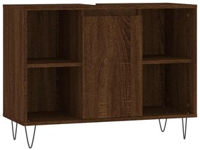 vidaXL Ντουλάπι Μπάνιου Καφέ Δρυς 80 x 33 x 60 εκ. Επεξεργασμένο Ξύλο