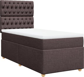vidaXL Κρεβάτι Boxspring με Στρώμα Σκούρο Καφέ 90x190 εκ. Υφασμάτινο