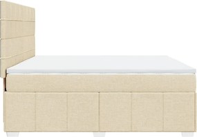 vidaXL Κρεβάτι Boxspring με Στρώμα Κρεμ 180x200 εκ. Υφασμάτινο