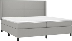 vidaXL Κρεβάτι Boxspring με Στρώμα &amp; LED Αν.Γκρι 200x200εκ. Υφασμάτινο