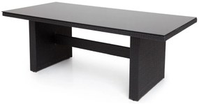 Τραπέζι εξωτερικού χώρου Comfort Garden 1569, Επεξεργασμένο γυαλί, 74x100cm, 43 kg, Μαύρο, Πλαστικό ψάθινο | Epipla1.gr