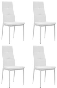 Καρέκλες Τραπεζαρίας 4 τεμ. Λευκές από Συνθετικό Δέρμα