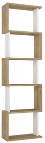 Βιβλιοθήκη Alvina Megapap χρώμα sapphire oak - λευκό 45x19,6x158,8εκ.