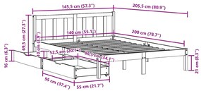 ΣΚΕΛΕΤΟΣ ΚΡΕΒ. ΧΩΡΙΣ ΣΤΡΩΜΑ ΛΕΥΚΟ 140X200 ΕΚ ΜΑΣΙΦ ΠΕΥΚΟ 3301476