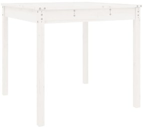 vidaXL Τραπέζι Κήπου Λευκό 82,5 x 82,5 x 76 εκ. από Μασίφ Ξύλο Πεύκου