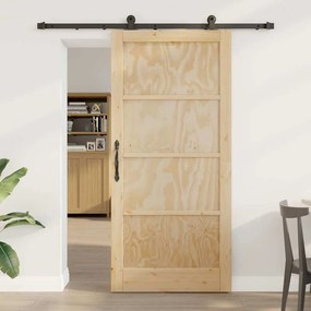 vidaXL Συρόμενη Πόρτα με Σετ Υλικών 93x202 εκ. Μασίφ Ξύλο Πεύκου