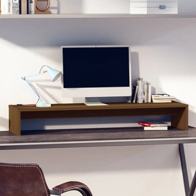 vidaXL Βάση Οθόνης Καφέ 100 x 27 x 15 εκ. από Μασίφ Ξύλο Πεύκου