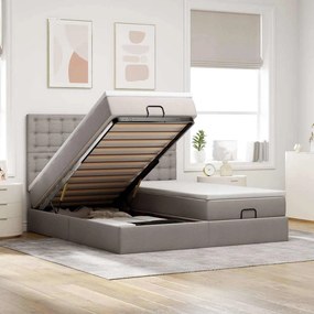 vidaXL Οθωμανικό κρεβάτι με στρώματα Taupe 160x200cm ύφασμα