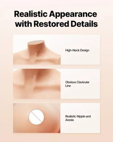 VEVOR Silicone Breastplate E-Cup High Neck Fake Breasts for Cosplay Drag Queen