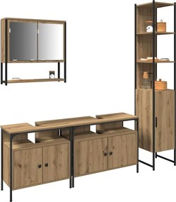 vidaXL Σετ Επίπλων Μπάνιου 4 τεμ. Artisan Oak Επεξεργασμένο Ξύλο