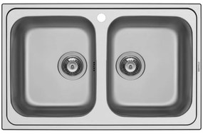 Pyramis Athena Extra 2B Ανοξείδωτος Ένθετος Νεροχύτης Γυαλισμένος Με 2 Γούρνες 79x50 cm