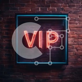 Intra Συλλεκτικό Ξύλινο Παζλ Plywood 4mm - VIP νέον επιγραφή σε τοίχο από τούβλα Σε Ξύλινο Κουτί - Διαστάσεις Puzzle: 10x10 cm – 25 κομμάτια