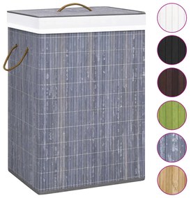 vidaXL Καλάθι Άπλυτων με 1 Τμήμα Γκρι από Μπαμπού