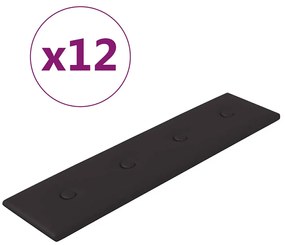 vidaXL Πάνελ Τοίχου 12 τεμ. Μαύρα 60x15 εκ. 1,08 μ² Συνθετικό Δέρμα