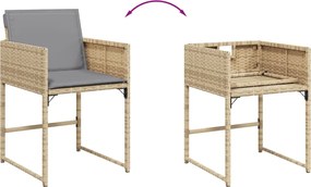vidaXL Σετ Τραπεζαρίας Κήπου 9τεμ. Μικτό Μπεζ Συνθ. Ρατάν με Μαξιλάρια