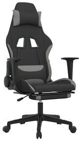 vidaXL Καρέκλα Gaming Μαύρη/Ανοιχτό γκρι Ύφασμα με Υποπόδιο
