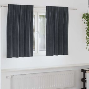 vidaXL Κουρτίνες με κουρτίνες 2 pcs Σκούρο γκρι 140 x 140 cm Βελούδο
