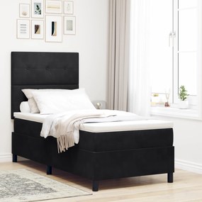 vidaXL Κρεβάτι Box Spring με Στρώμα & LED Μαύρο 80x200 cm Βελούδο