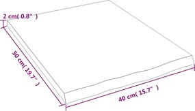 vidaXL Πάγκος Μπάνιου Σκούρο Καφέ 40x50x2 εκ. Επεξ. Μασίφ Ξύλο