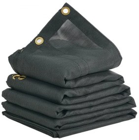 VEVOR Dump Truck Mesh Tarp, 7 x 14 ft, PVC Coated Black Heavy Duty Cover with 5.5&quot; 18oz Double Pocket, Brass Grommets, Reinforced Double Needle Stitch Webbing Fits Manual or Electric Dump Truck System