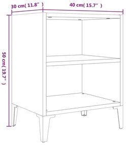 Κομοδίνο Sonoma Δρυς 40 x 30 x 50 εκ. με Μεταλλικά Πόδια 805803