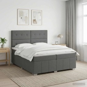 vidaXL Κρεβάτι box spring με στρώμα Σκούρο Γκρι 200 x 200 cm Ύφασμα
