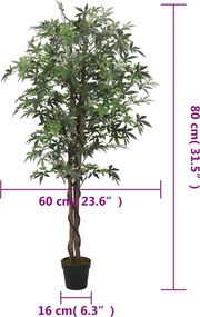 vidaXL Δέντρο Σφενδάμου Τεχνητό 224 Φύλλα Πράσινο 80 εκ.