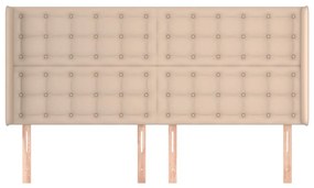vidaXL Κεφαλάρι με Πτερύγια Καπουτσίνο 203x16x118/128 εκ. Συνθ. Δέρμα