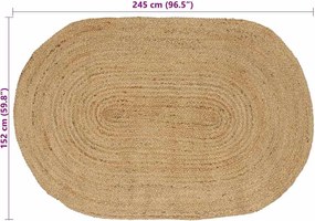 vidaXL Χαλιά χώρου Ωοειδής Φυσικό 152 x 245 εκ Γιούτα