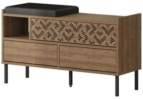 Παπουτσοθήκη - Σκαμπό Heaton 855DTE5179 111x37x56,5cm Dark Oak Μοριοσανίδα, Μέταλλο
