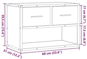 Έπιπλο Τηλεόρασης Γκρι Sonoma 60x31x39,5 εκ. Επεξ.Ξύλο/Μέταλλο - Γκρι